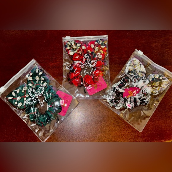 3 brand new LaBella crystal dipped bow scrunchies - Picture 1 of 3